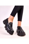 Moteriški juodi mokasinai su kniedėmis "Memolis