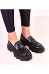 Moteriški juodi mokasinai su kniedėmis "Memolis