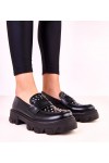 Moteriški juodi mokasinai su kniedėmis "Memolis