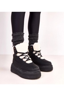 Juodi platforminiai apšiltinti sportiniai batai Lorraine