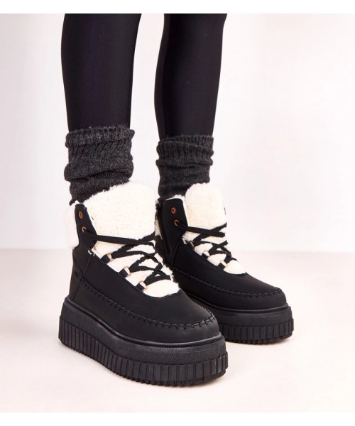 Juodi platforminiai apšiltinti sportiniai batai Lorraine