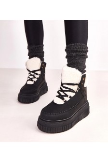 Juodi platforminiai apšiltinti sportiniai batai Lorraine