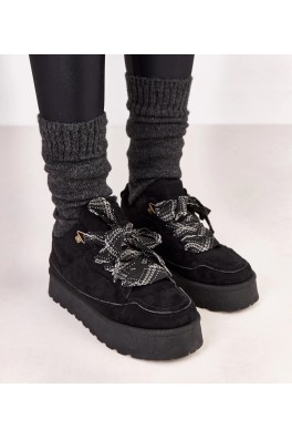 Juodi Sneakers Stiliaus pašiltinti Su grubymi Raišteliais Landry