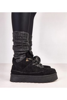Juodi Sneakers Stiliaus pašiltinti Su grubymi Raišteliais Landry