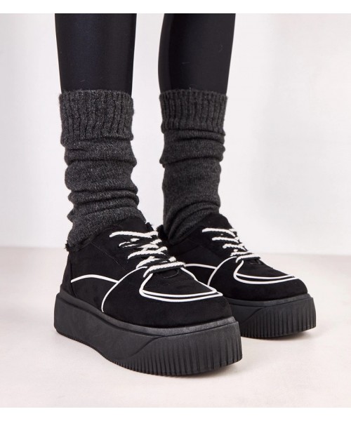 Juodi Sneakers Stiliaus pašiltinti Ant Platformos Vargas