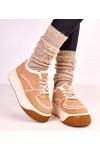 Rudos Spalvos Sneakers Stiliaus pašiltinti Ant Platformos Vargas Rudos Spalvos Sneakers Stiliaus pašiltinti Ant Platformos Vargas