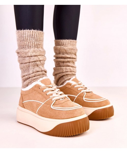 Rudos Spalvos Sneakers Stiliaus pašiltinti Ant Platformos Vargas Rudos Spalvos Sneakers Stiliaus pašiltinti Ant Platformos Vargas