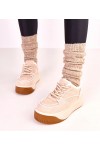 Smėlio spalvos apšiltinti platforminiai sportbačiai Vargas