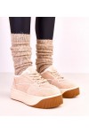 Smėlio spalvos apšiltinti platforminiai sportbačiai Vargas