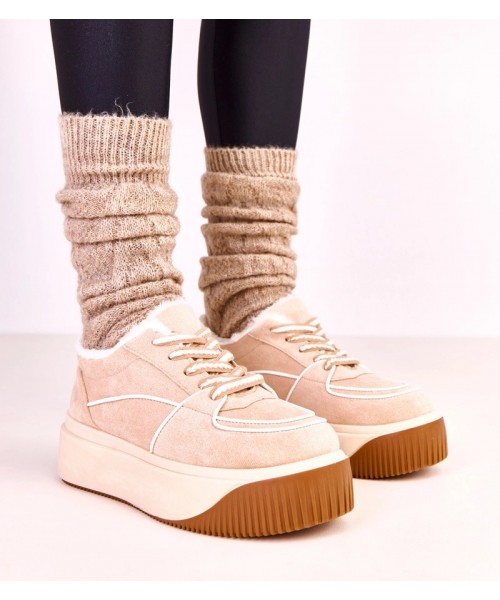 Smėlio spalvos apšiltinti platforminiai sportbačiai Vargas