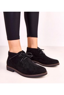 Juodi moteriški batai plokščiu padu Lauda