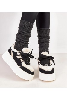 Juodi Sneakers Stiliaus pašiltinti Ant Platformos Deena
