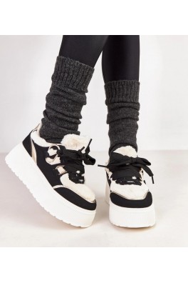 Juodi Sneakers Stiliaus pašiltinti Ant Platformos Deena