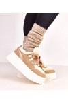 Smėlio Spalvos Sneakers Stiliaus pašiltinti Ant Platformos Deena
