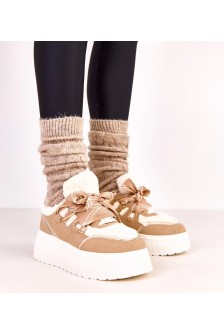 Smėlio Spalvos Sneakers Stiliaus pašiltinti Ant Platformos Deena