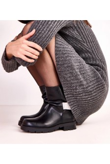 Juodi moteriški bateliai su cirkonių papuošimais Elisana