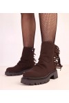 Šokoladiniai batai su kutais ir grubiu padu "Silia