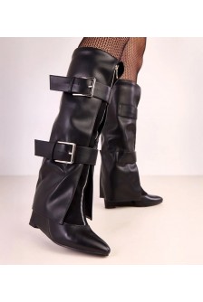 Juodi platforminiai batai su dekoratyvinėmis sagtimis Toadera