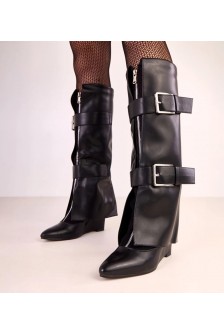 Juodi platforminiai batai su dekoratyvinėmis sagtimis Toadera