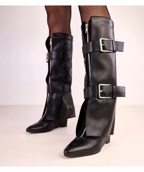 Juodi platforminiai batai su dekoratyvinėmis sagtimis Toadera