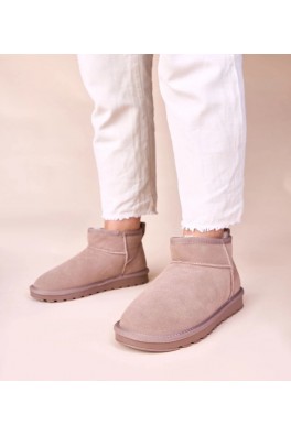 Pilki sniego batai iš natūralios odos su kailiu Matilda