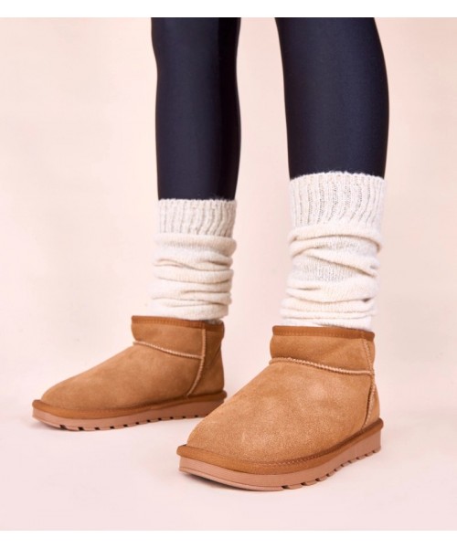 Rudi sniego batai natūralios odos zomšos apšiltinti Matilda