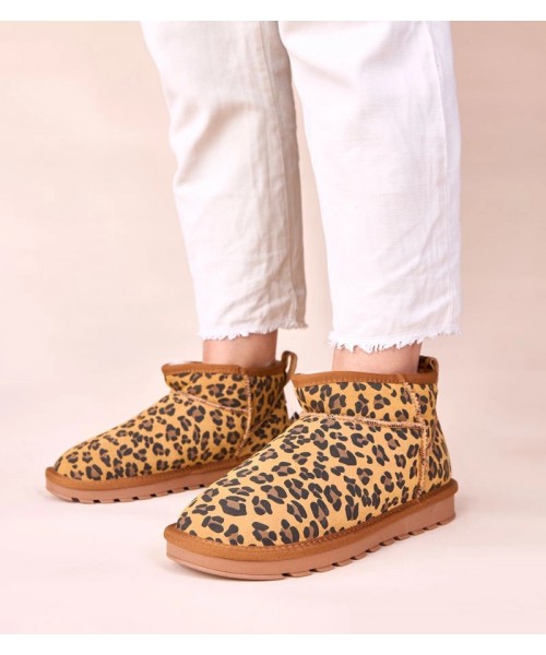 Panther sniego batai iš natūralios odos su kailiu Matilda