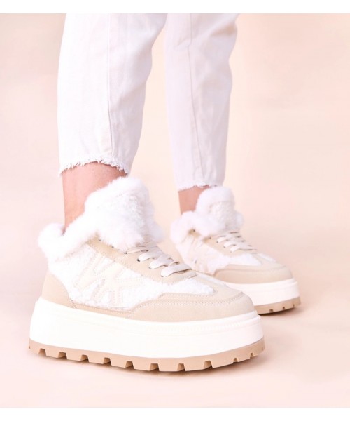Smėlio Spalvos Sneakers Stiliaus pašiltinti Su futerkiem Nicha