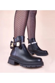 Juodi batai su cirkonais ir auksiniu meškiuku Avala