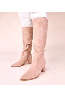 Shane smėlio spalvos ecosuede batai su kulnu