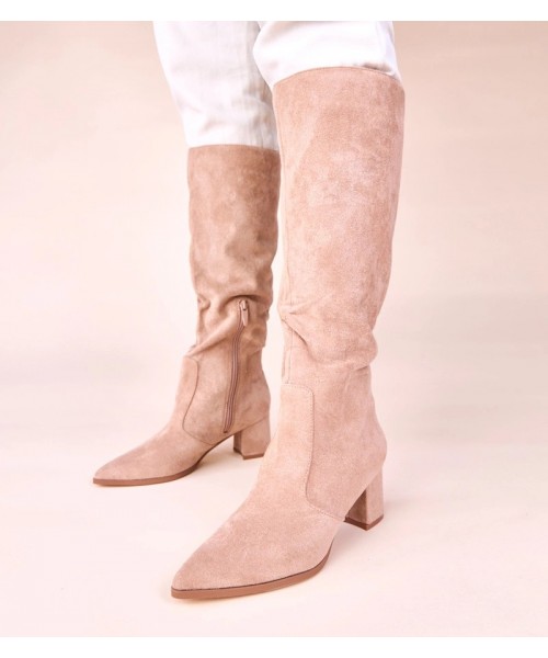 Shane smėlio spalvos ecosuede batai su kulnu