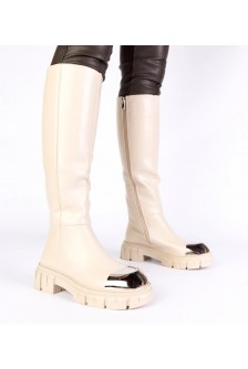 Smėlio spalvos batai su auksine nosimi Camila