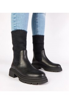 Juodi batai su elastiniu įdėklu ir dekoratyviniu batviršiu "Evelyn