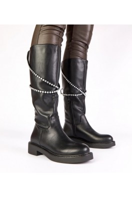 Juodi batai, puošti cirkonių diržu Roisin