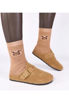 Smėlio spalvos muilinės su dekoratyvine "Atoria" sagtimi