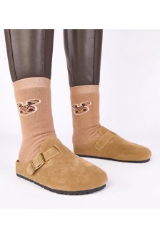 Smėlio spalvos muilinės su dekoratyvine "Atoria" sagtimi