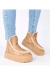 Tamsiai smėlio spalvos platforminiai sniego batai su dekoratyviniu siuvinėjimu Alwena