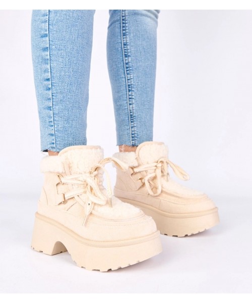 Smėlio spalvos dirbtinio kailio platforminiai sniego batai iš Ziza