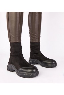 "Alana" juodi ecosuede batai ant tvirto pado