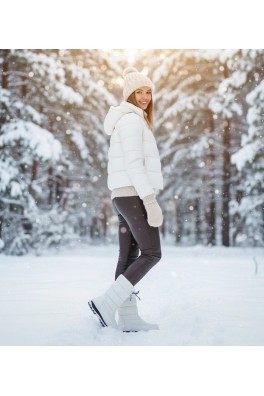 Baltos spalvos Žieminiai ant niskim kulno Su Užtraukiamu Raišteliu Sophie