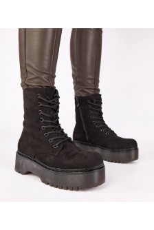 Juodi eko zomšos platforminiai batai iš "Mollie