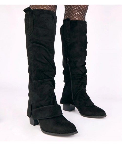 Juodi ecosuede batai su apversta Batta viršutine dalimi