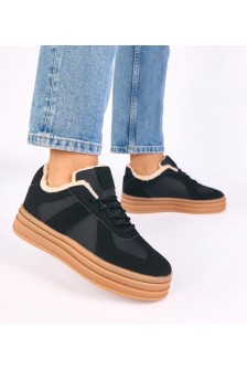 Juodi „Sneakers Stiliaus“ kelnės su kailio pamušalu „Kelsi“