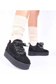 Juodi Sneakers Stiliaus Ant Platformos Su ozdobną Batraisčiais Sesuna