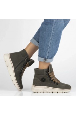 Pilki natūralios zomšos batai su dekoratyviniais raišteliais Grega