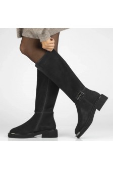 Grafito spalvos natūralios zomšos batai su dekoratyvine "Charlie" nosimi