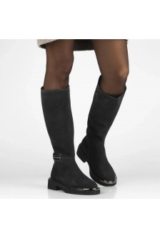 Grafito spalvos natūralios zomšos batai su dekoratyvine "Charlie" nosimi