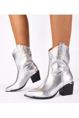 Rosemary sidabriniai stiletto kaubojiški batai