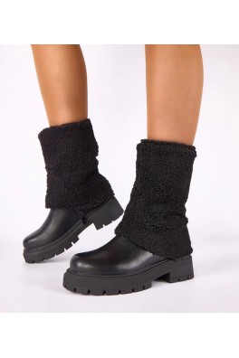 Juodi batai su apsmukusiu audiniu viršuje Darlene