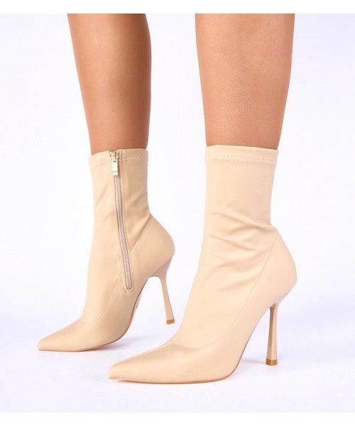 Smėlio spalvos atlasiniai smailianosiai batai iš Loreen